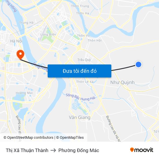 Thị Xã Thuận Thành to Phường Đống Mác map