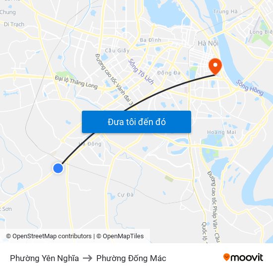 Phường Yên Nghĩa to Phường Đống Mác map