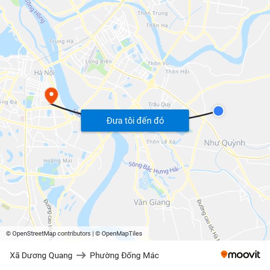 Xã Dương Quang to Phường Đống Mác map