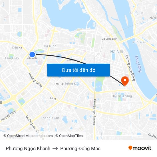 Phường Ngọc Khánh to Phường Đống Mác map
