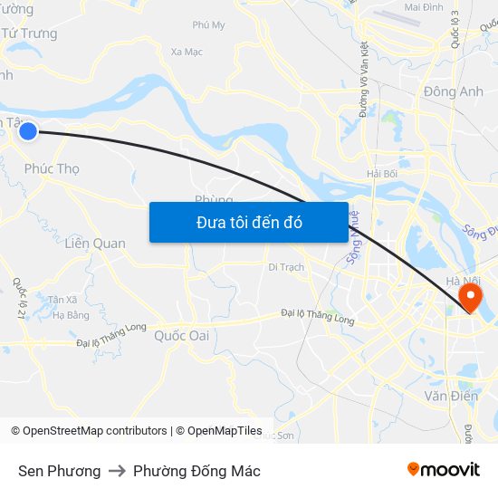 Sen Phương to Phường Đống Mác map