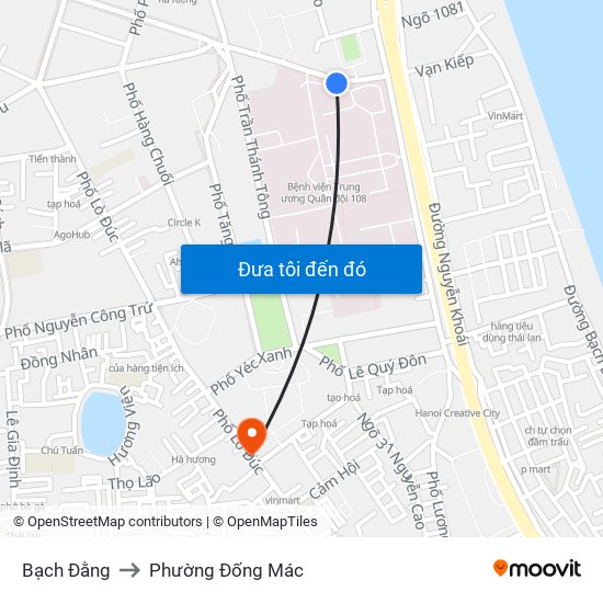 Bạch Đằng to Phường Đống Mác map