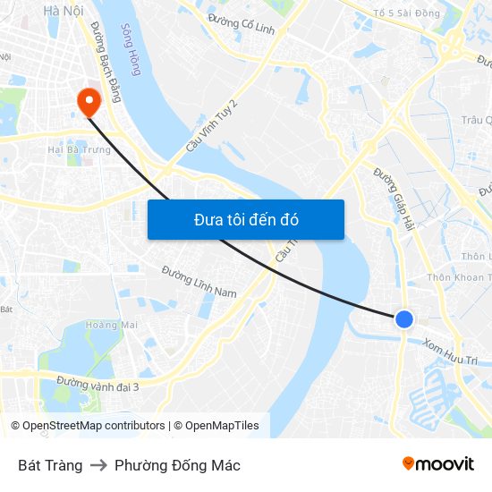 Bát Tràng to Phường Đống Mác map