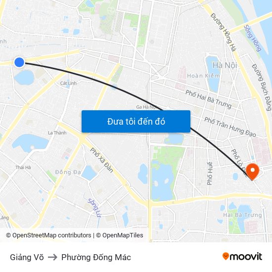 Giảng Võ to Phường Đống Mác map