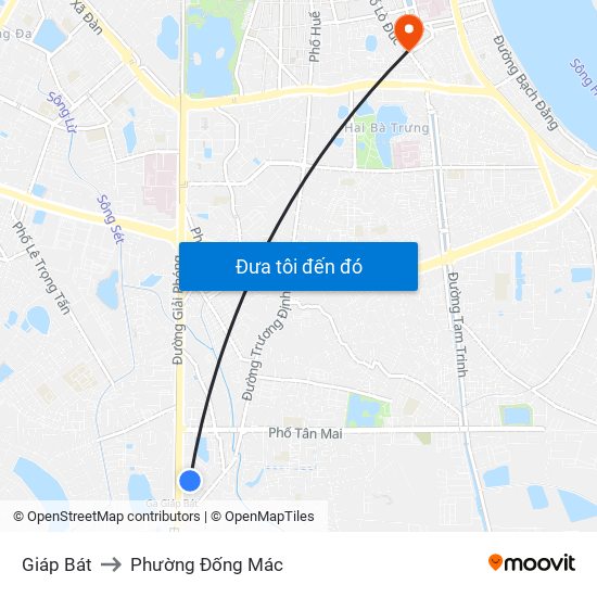 Giáp Bát to Phường Đống Mác map