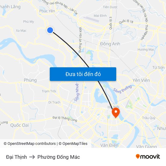 Đại Thịnh to Phường Đống Mác map