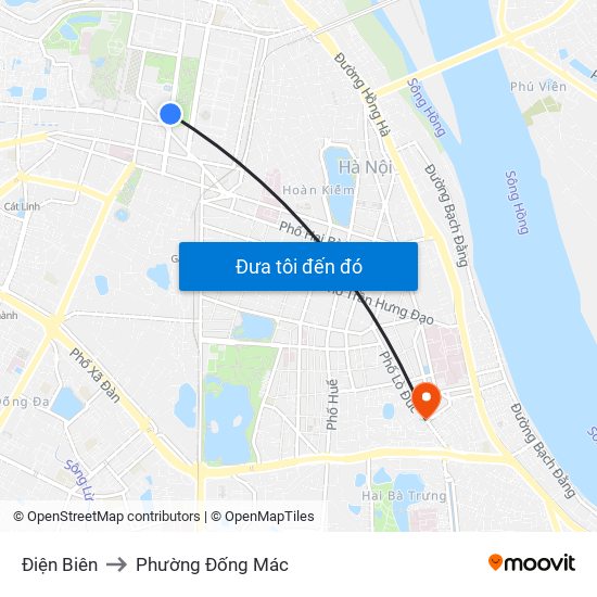 Điện Biên to Phường Đống Mác map