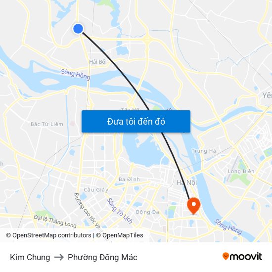 Kim Chung to Phường Đống Mác map