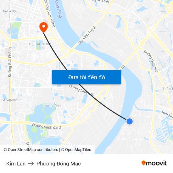 Kim Lan to Phường Đống Mác map