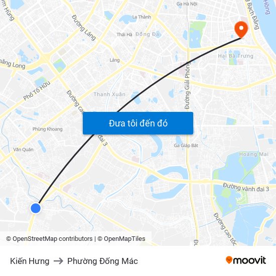 Kiến Hưng to Phường Đống Mác map