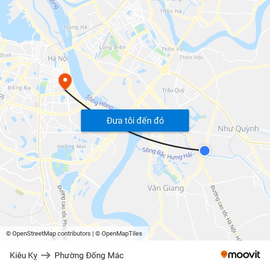 Kiêu Kỵ to Phường Đống Mác map