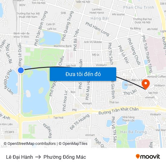 Lê Đại Hành to Phường Đống Mác map