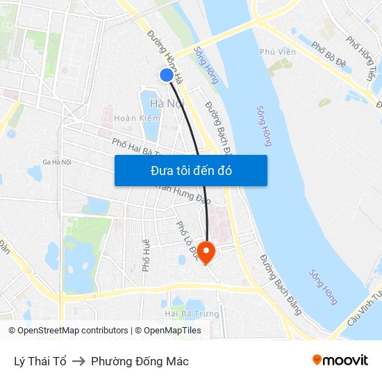 Lý Thái Tổ to Phường Đống Mác map