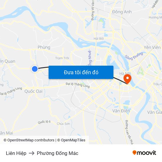 Liên Hiệp to Phường Đống Mác map