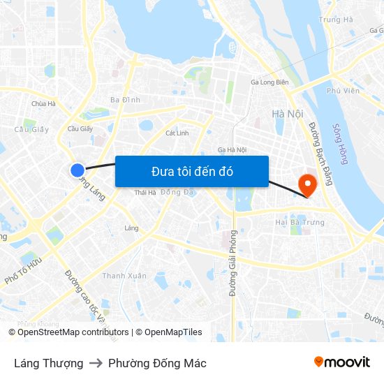 Láng Thượng to Phường Đống Mác map