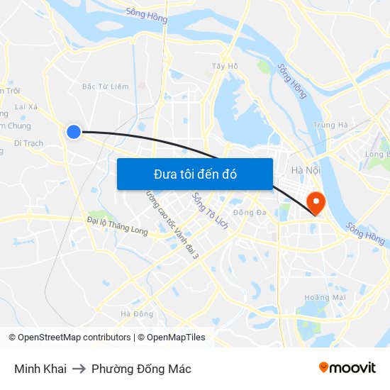 Minh Khai to Phường Đống Mác map