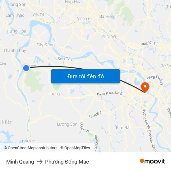 Minh Quang to Phường Đống Mác map