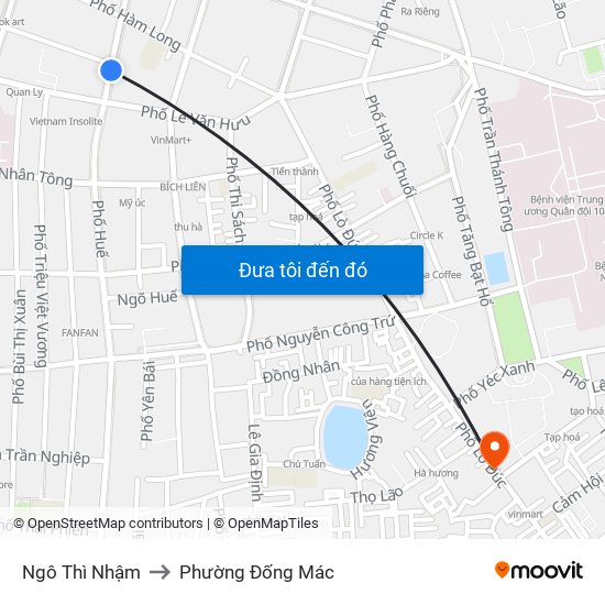 Ngô Thì Nhậm to Phường Đống Mác map