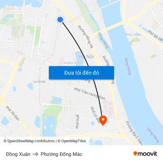Đồng Xuân to Phường Đống Mác map