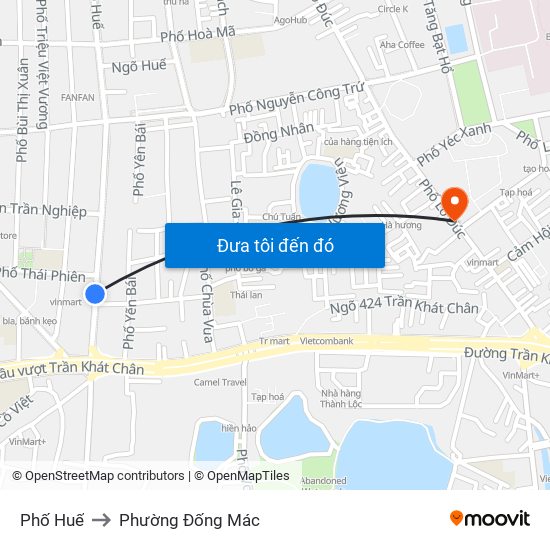 Phố Huế to Phường Đống Mác map