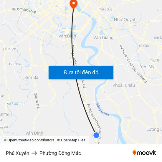 Phú Xuyên to Phường Đống Mác map