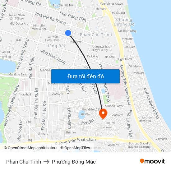 Phan Chu Trinh to Phường Đống Mác map