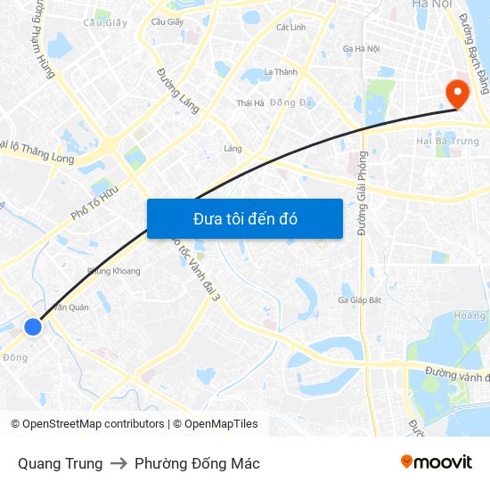 Quang Trung to Phường Đống Mác map
