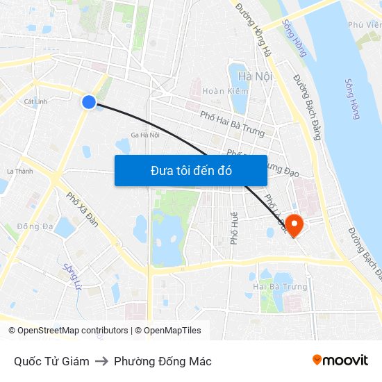 Quốc Tử Giám to Phường Đống Mác map