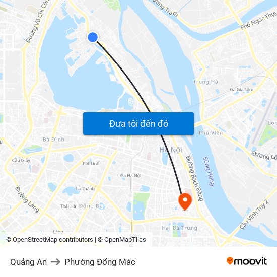 Quảng An to Phường Đống Mác map