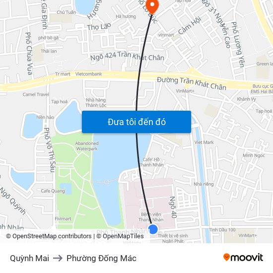 Quỳnh Mai to Phường Đống Mác map