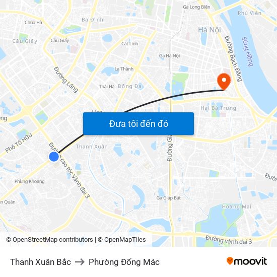 Thanh Xuân Bắc to Phường Đống Mác map