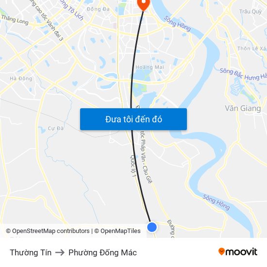 Thường Tín to Phường Đống Mác map