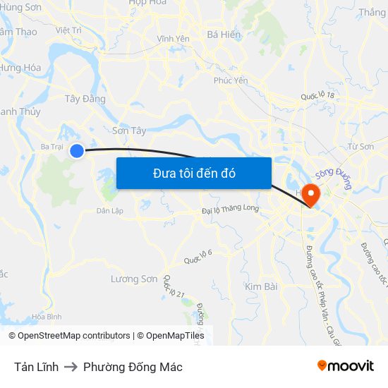 Tản Lĩnh to Phường Đống Mác map