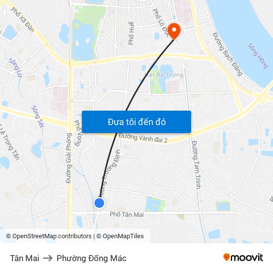 Tân Mai to Phường Đống Mác map