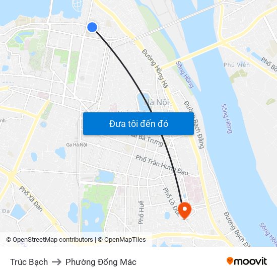 Trúc Bạch to Phường Đống Mác map