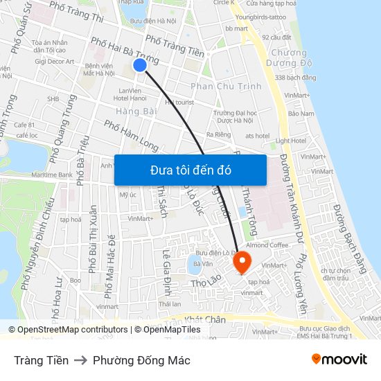 Tràng Tiền to Phường Đống Mác map