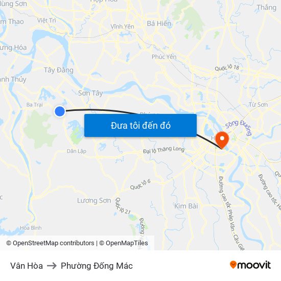 Vân Hòa to Phường Đống Mác map