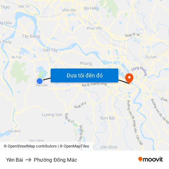 Yên Bài to Phường Đống Mác map