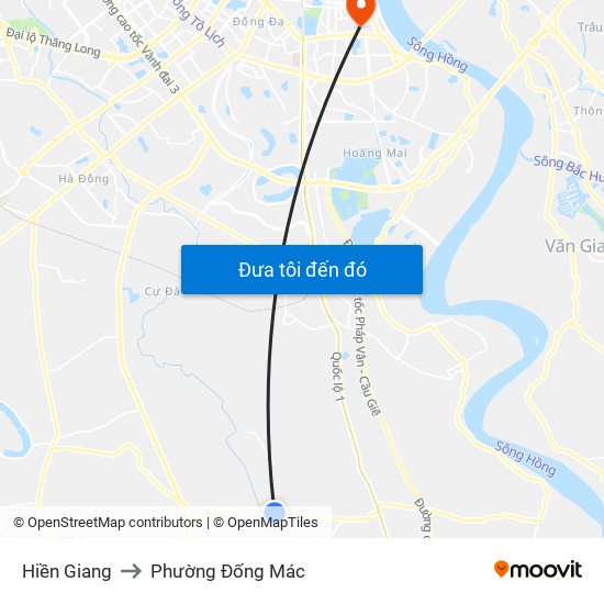 Hiền Giang to Phường Đống Mác map