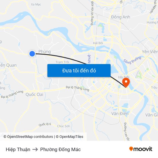 Hiệp Thuận to Phường Đống Mác map