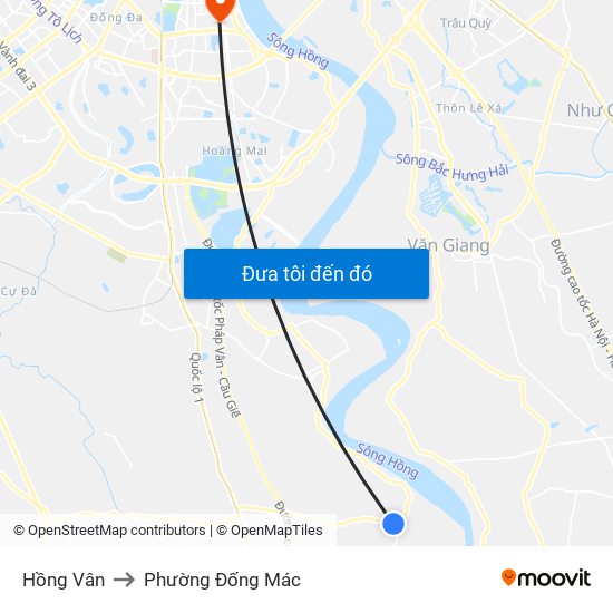 Hồng Vân to Phường Đống Mác map