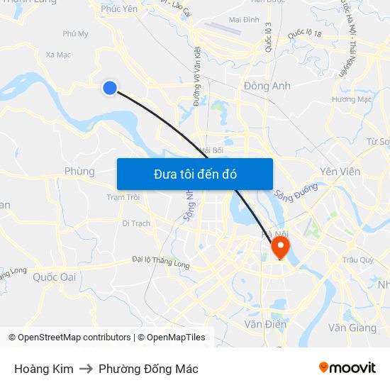 Hoàng Kim to Phường Đống Mác map