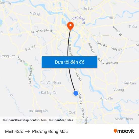 Minh Đức to Phường Đống Mác map