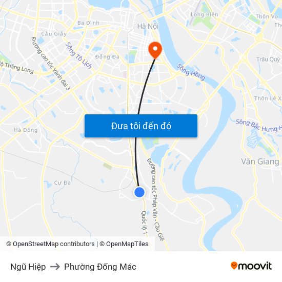 Ngũ Hiệp to Phường Đống Mác map