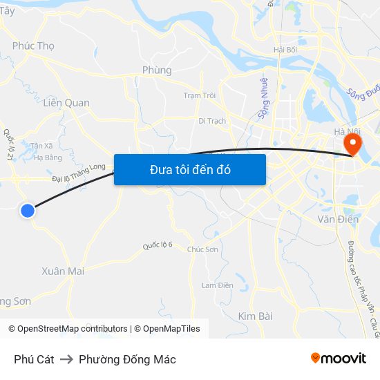 Phú Cát to Phường Đống Mác map