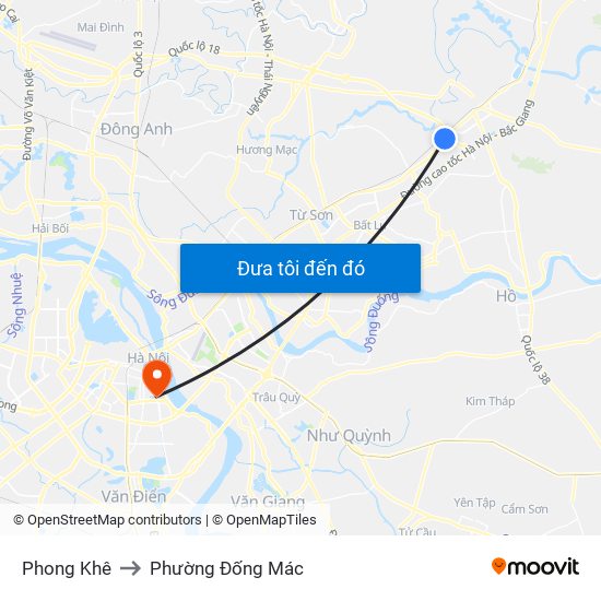 Phong Khê to Phường Đống Mác map