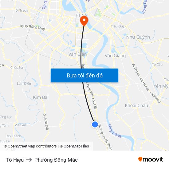 Tô Hiệu to Phường Đống Mác map