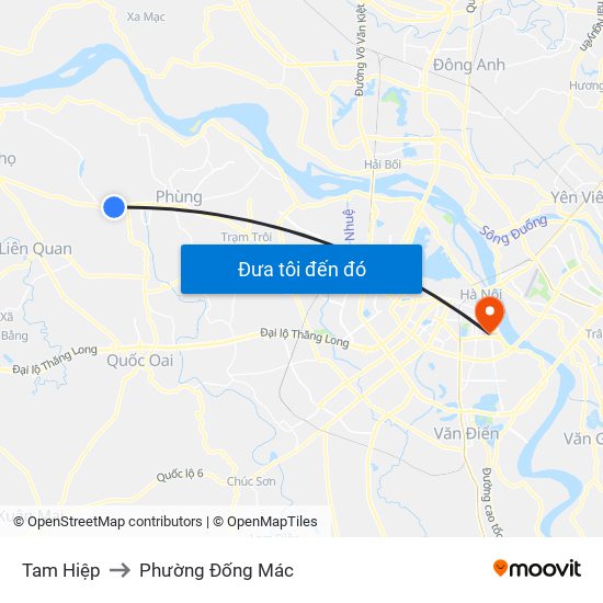 Tam Hiệp to Phường Đống Mác map