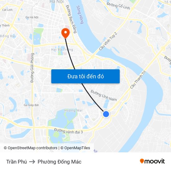 Trần Phú to Phường Đống Mác map