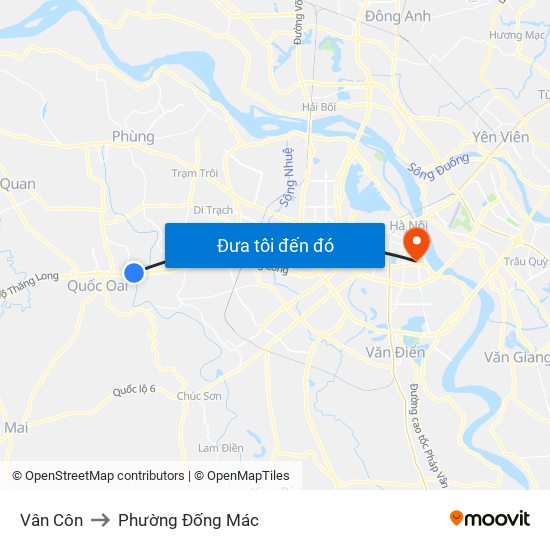 Vân Côn to Phường Đống Mác map